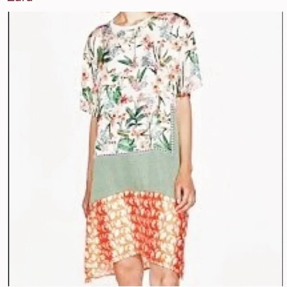 Zara Mixed Print Loose Dress - Picture 2 of 10